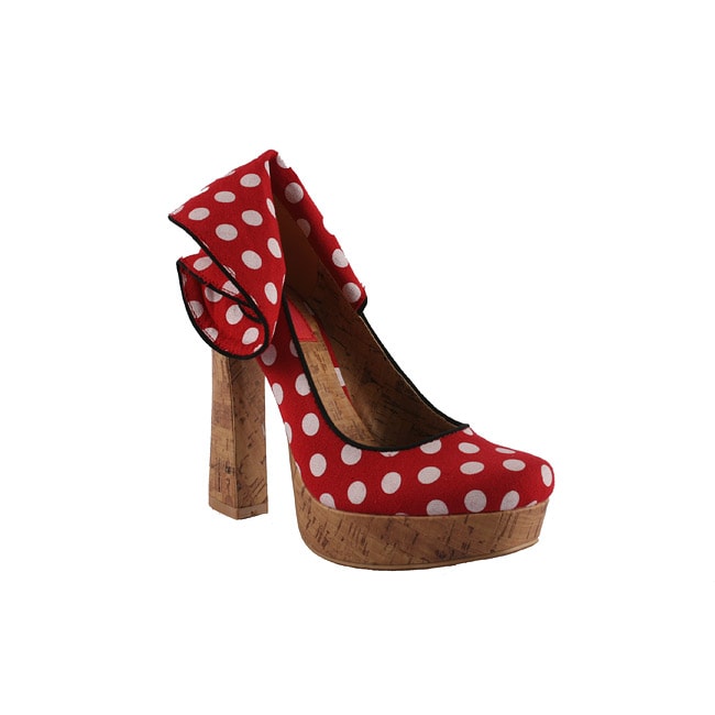 Riplay by Beston Womens Minka 05 Red Polka dot Platforms