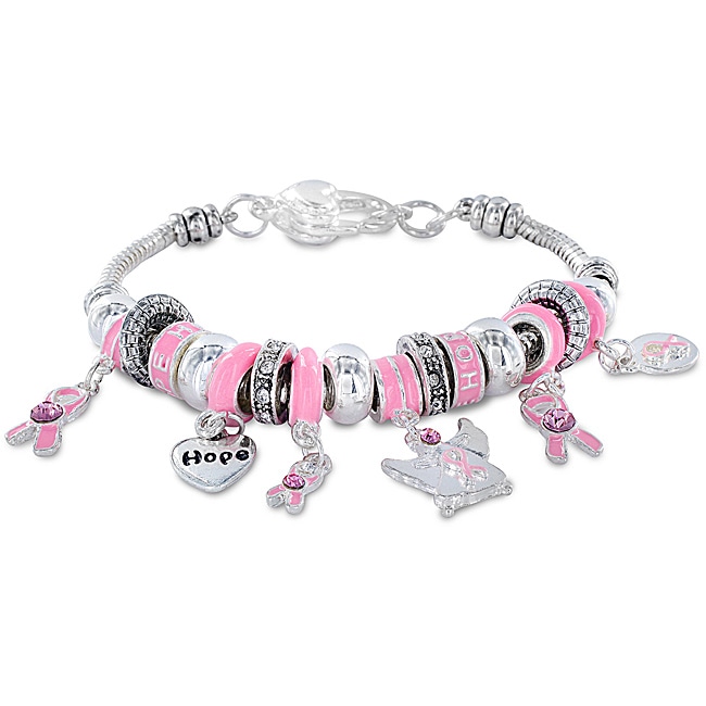 Stainless Steel Pink Crystal Breast Cancer Awareness Bracelet Today 