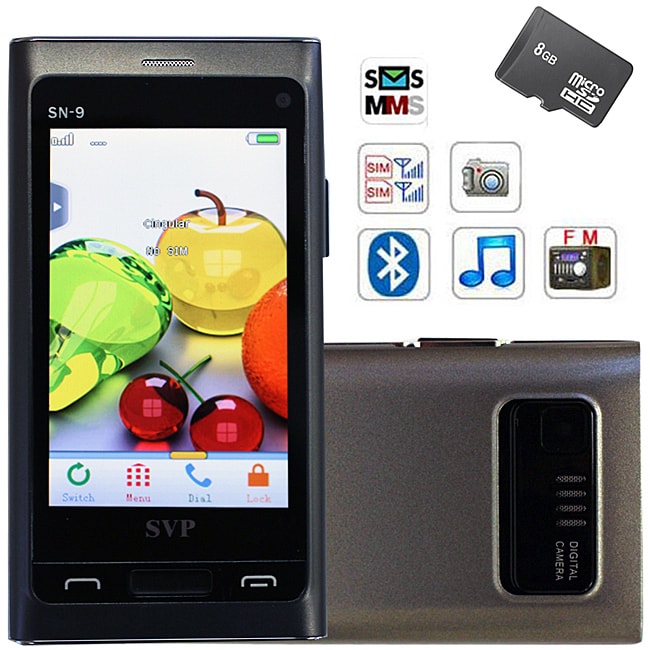 SVP SN 9 Dual SIM Grey Unlocked GSM Cell Phone with 8GB Micro SD 