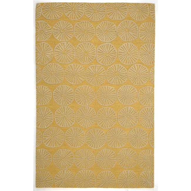 Hand tufted Yellow/ Ivory Wool Rug (5' x 8') JRCPL 5x8   6x9 Rugs