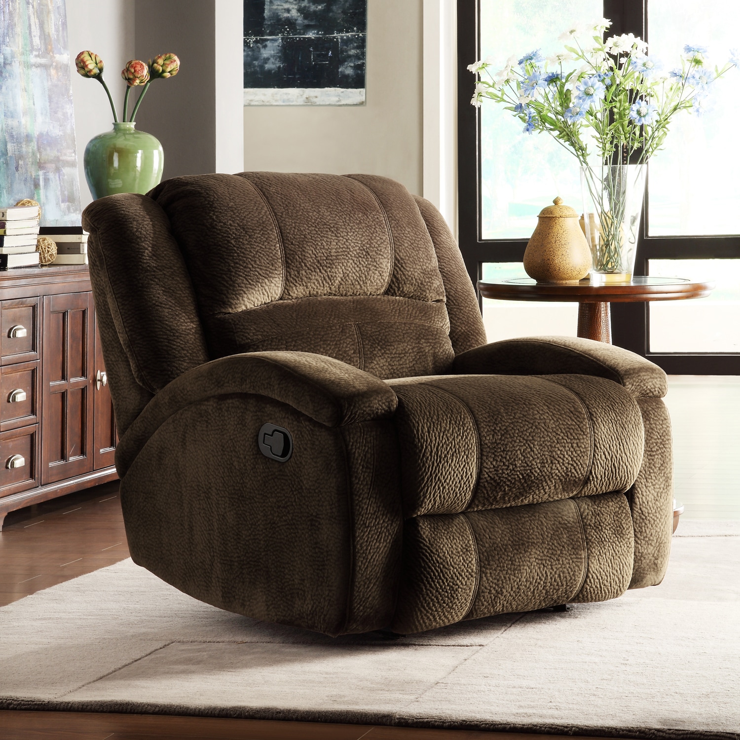 New Name Brand Brown Microfiber Recliner Chair Soft Plush Reclining Chairs