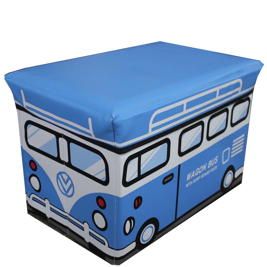 Light Blue Kids Folding Storage Ottoman (Large Size)