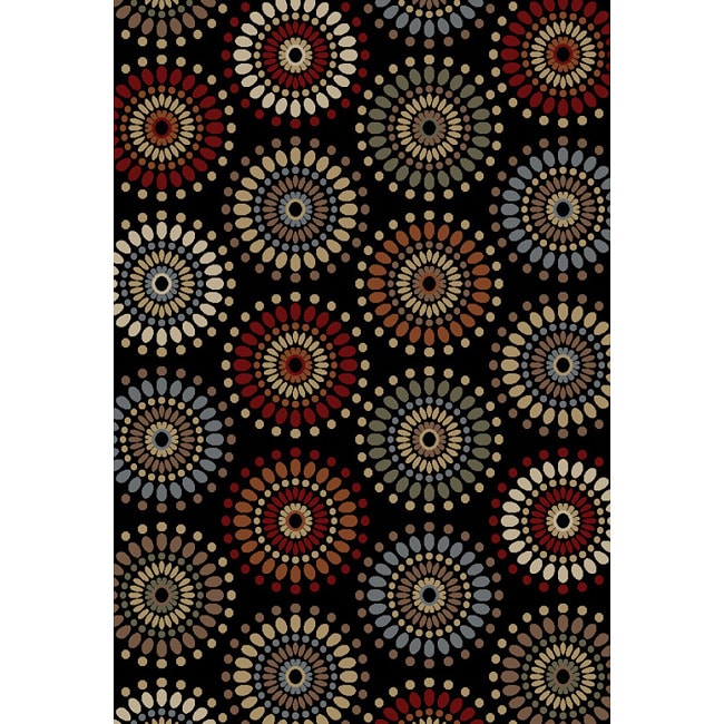 Rodeo Drive Circles Black Area Rug (3 11 X 5 3)