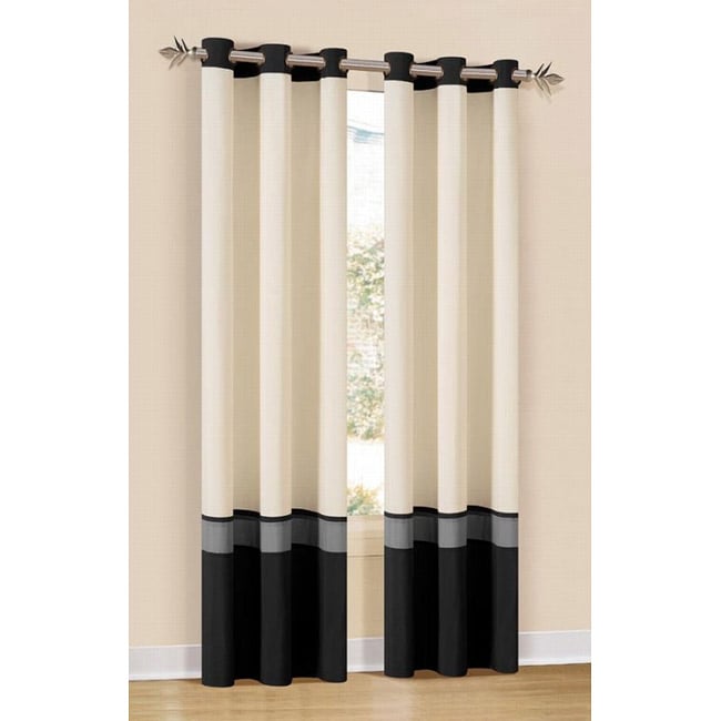 Lush Decor White/ Black 84 inch Iman Curtain Panel  