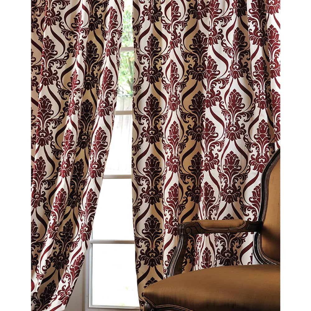 Exclusive Fabrics Classique Wine Printed Cotton 96-inch Curtain (1 Panel) - 50x96