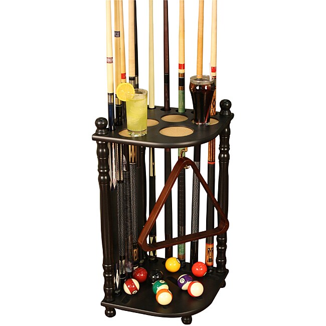 Hardwood 10-pool-cue Billiards Rack with Durable Black Finish