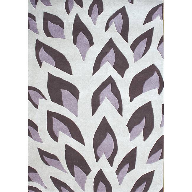 Handmade Flame Inspiration Hushed Violet Wool Rug - Grey/Lilac - 4' x 6'