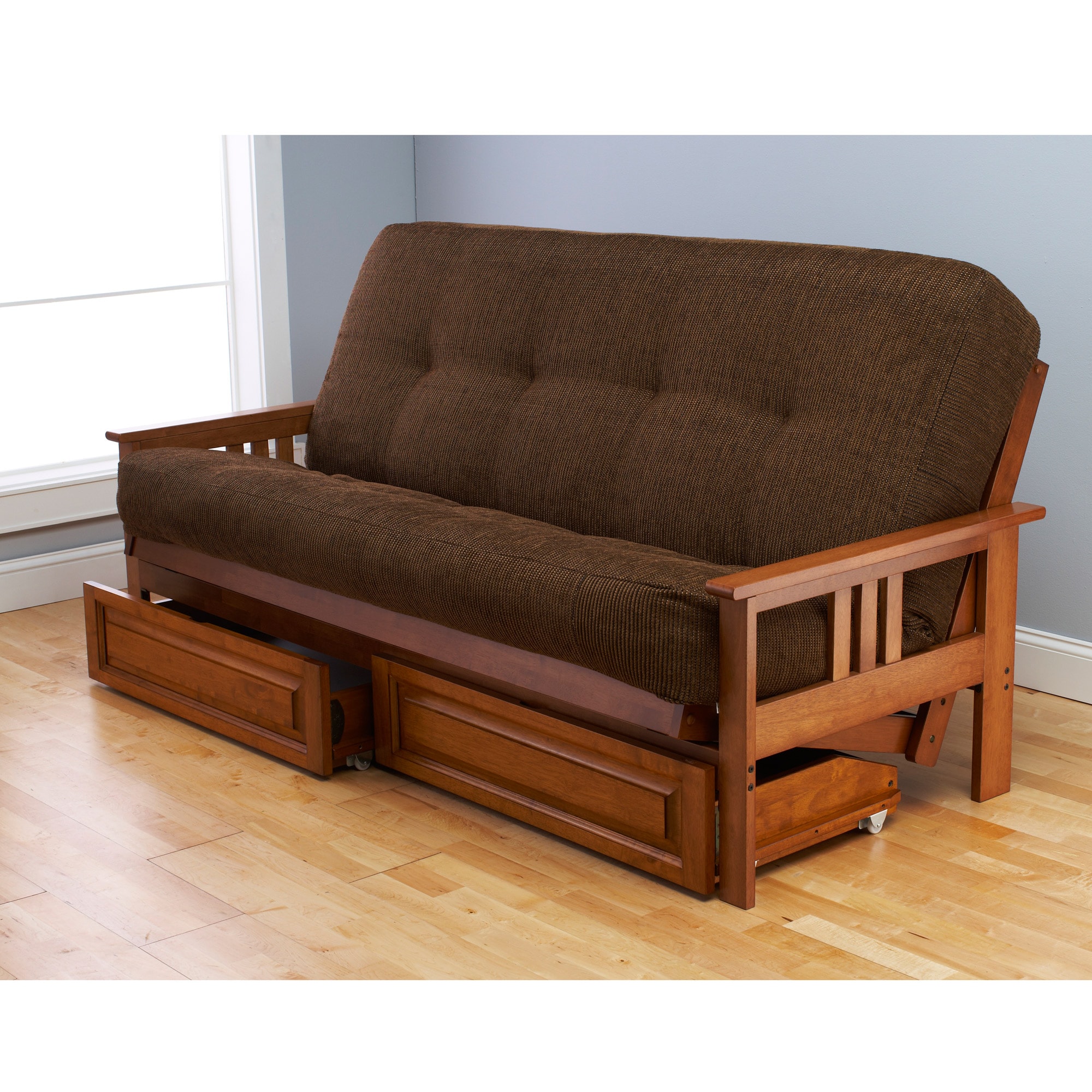 Beli Mont Multi flex Honey Oak Futon Frame, Drawers And Mattress Set