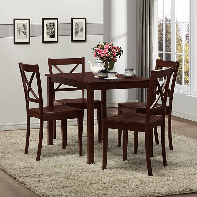 Norfolk 5-piece Dining Set with X Back Chairs - 14287738 - Overstock ...