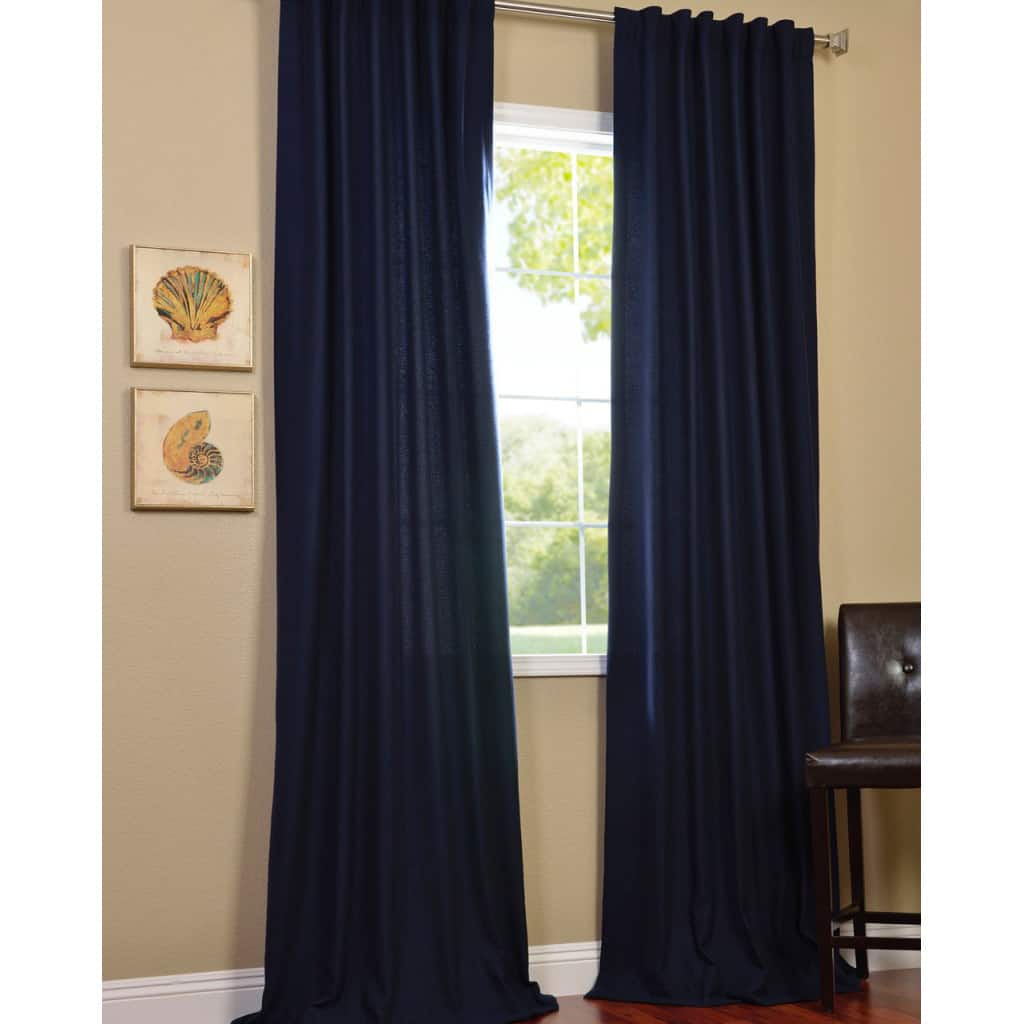 Exclusive Fabrics Navy Faux Cotton Cotenza Curtain (1 Panel)