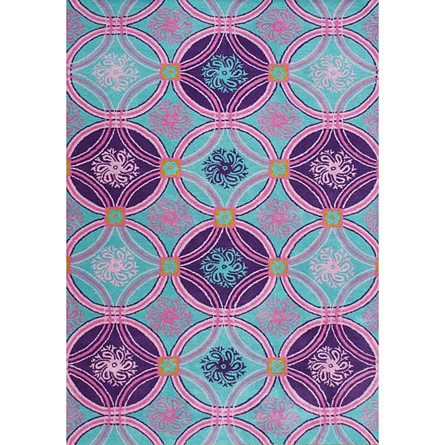 Alliyah Handmade Scuba Blue New Zealand Blend Wool Rug - 5' x 8'