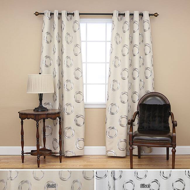 Metallic Circle Grommet 84-inch Curtain Panel Pair