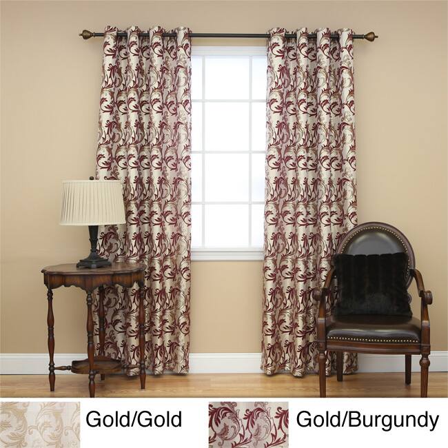 Metallic Vine Grommet 84-inch Curtain Panel Pair