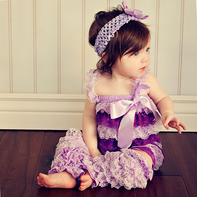 Headbandz Lavender/Purple Romper Headband Bow 3 piece Set 