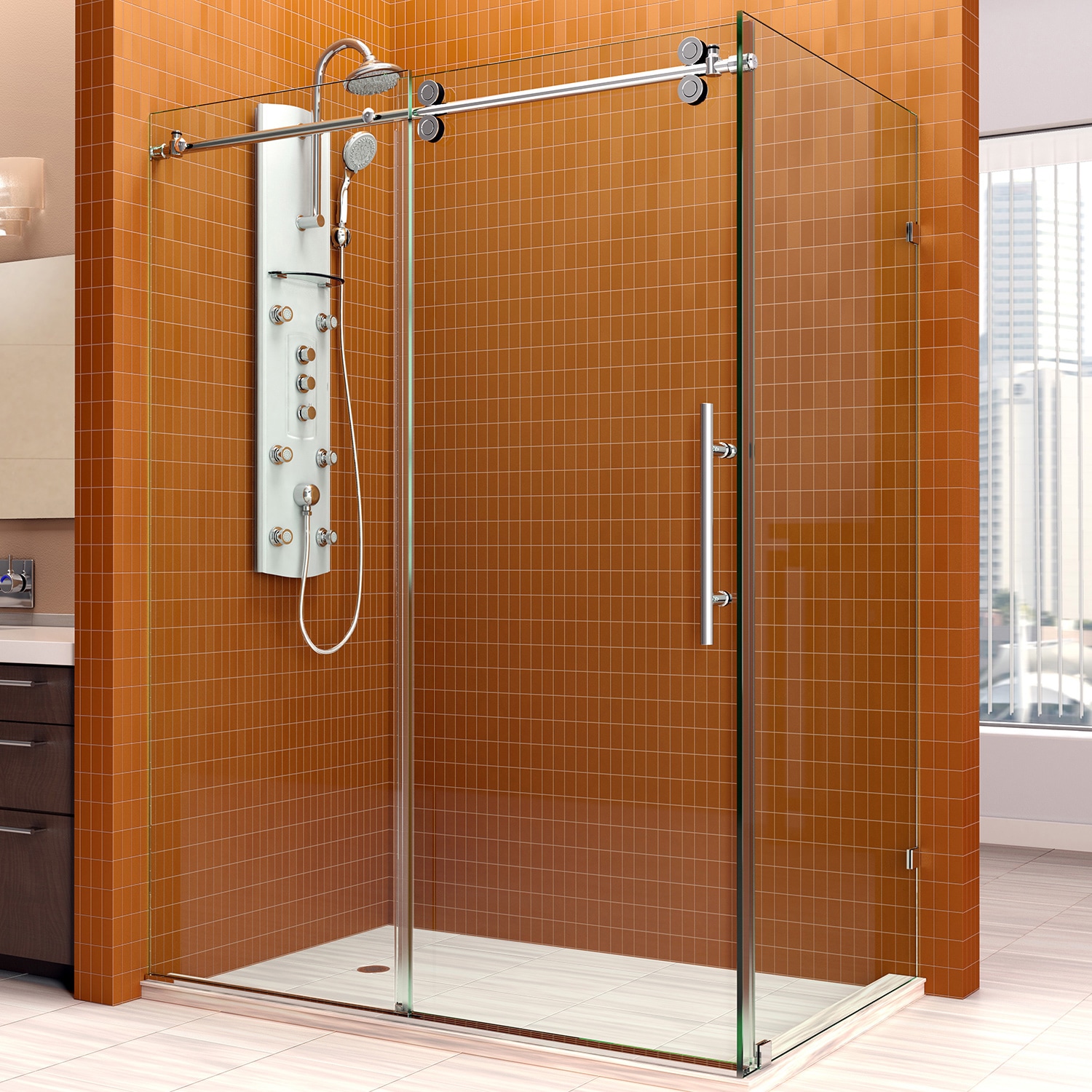 Dreamline Enigma 36x60.5x79 inch Fully Frameless Sliding Shower Enclosure