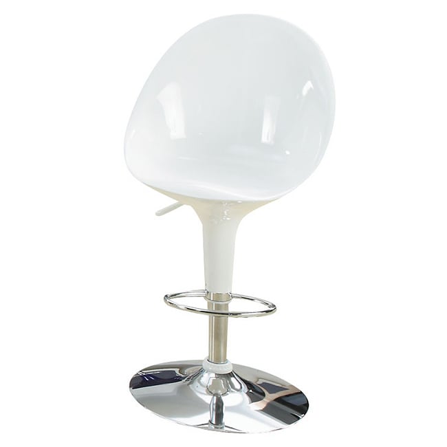 Sybill Adjustable White Chrome Finish Air Lift Stools (set Of 2) (White Materials ABS seat and back, MetalFinish Chrome Adjustable air lift stoolDimensions 36 inches high x 18.5 inches wide x 20 inches deep )