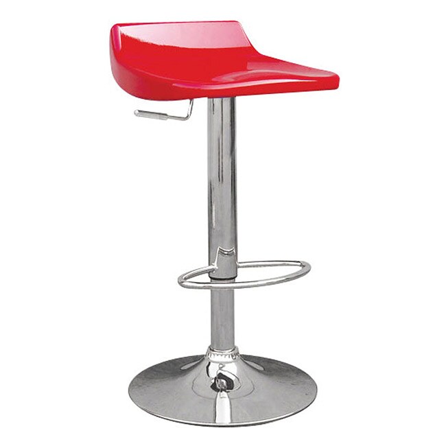 Sybill Adjustable Red Chrome Finish Air Lift Stools (set Of 2) (Red Materials ABS seat and back, metalFinish Chrome Adjustable air lift stoolsDimensions 36 inches high x 18.5 inches wide x 20 inches deep )