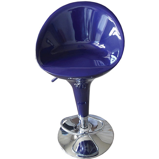 Sybill Adjustable Blue Chrome Finish Air Lift Stool (set Of 2) (Blue Materials ABS seat and back, metalFinish Chrome Adjustable air lift stoolDimensions 34 inches high x 18.5 inches wide x 20 inches deep )