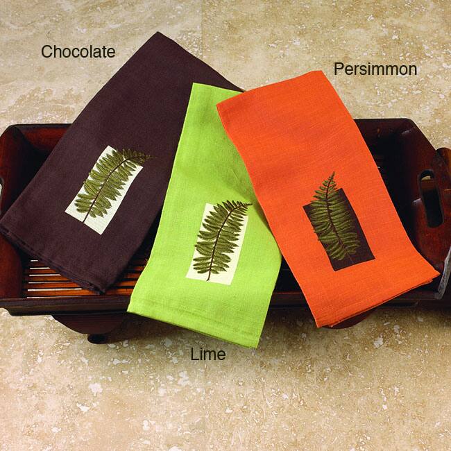 Embroidered Wood Fern 100-percent Cotton Kitchen Towel (Set of 4)