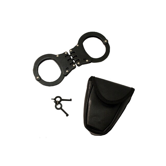 Defender Black-finish Stainless Steel Hinged Heavy-duty Handcuffs