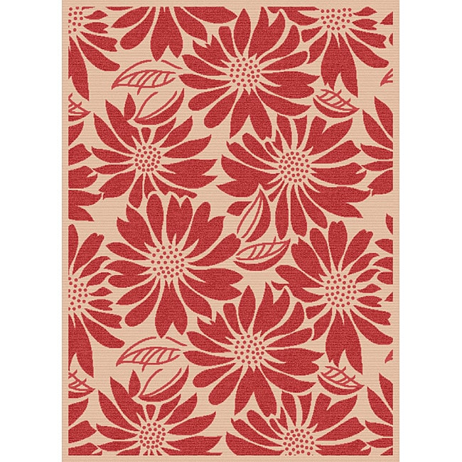 Garden Town Collection Red Area Rug (710 x 103)