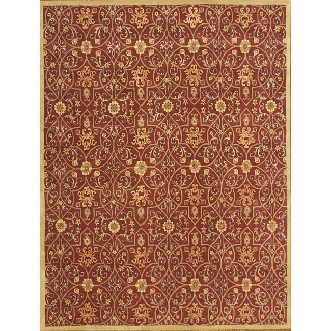 Alliyah Handmade Burgundy New Zealand Blend Wool Rug (9 X 12)