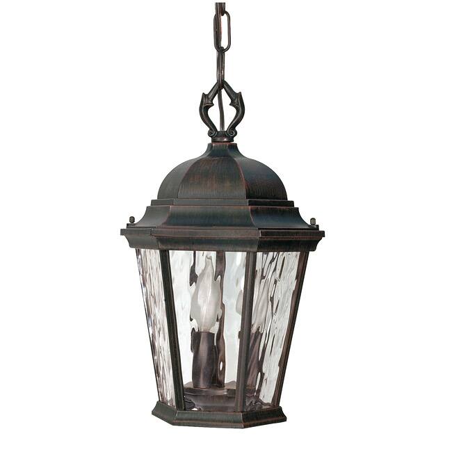 Fordham Old Penny Bronze with Clear Water Glass 3-light Hanging Lantern