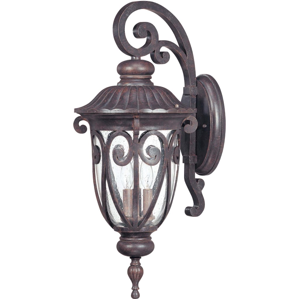 Corniche Arm Down 3-light Burlwood Wall Sconce