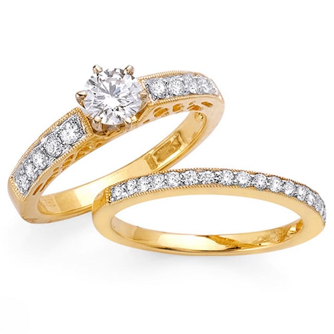 Shop 14k Yellow Gold 1 1/5ct TDW Diamond Bridal Ring Set (G-H, SI1-SI2 ...