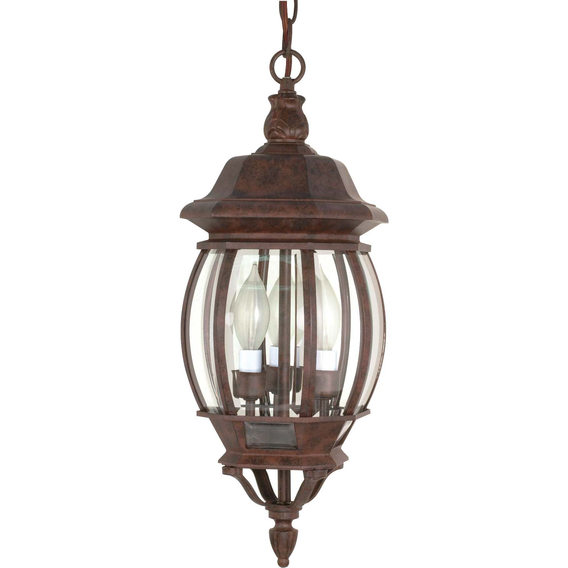 Central Park 3 Light Old Bronze With Clear Beveled Panels Hanging Lantern