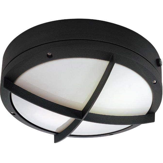 Hudson 2 Light Cross Grill Matte Black w/ White Lexan Round Wall/Ceiling Fixture