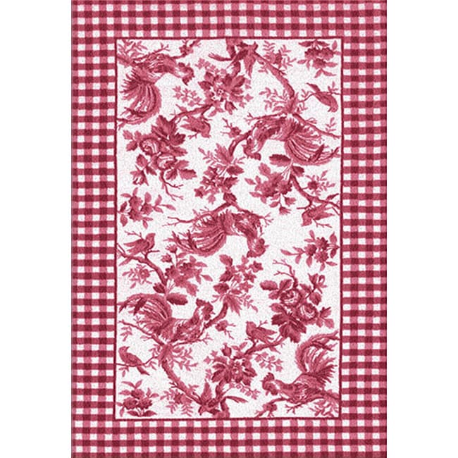 Rooster Toile Red Area Rug (7'6 x 9'6) - 14334807 - Overstock.com ...