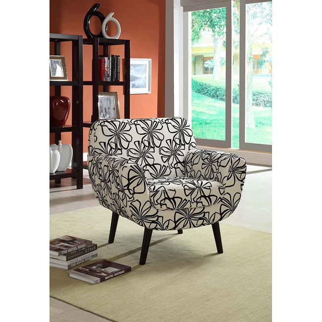 Black/ White Retro Flower Fabric Club Chair Today $354.99