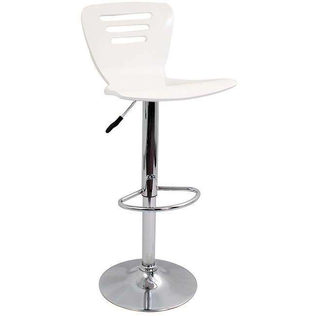 Lumisource White Wood Hydarulic Barstool