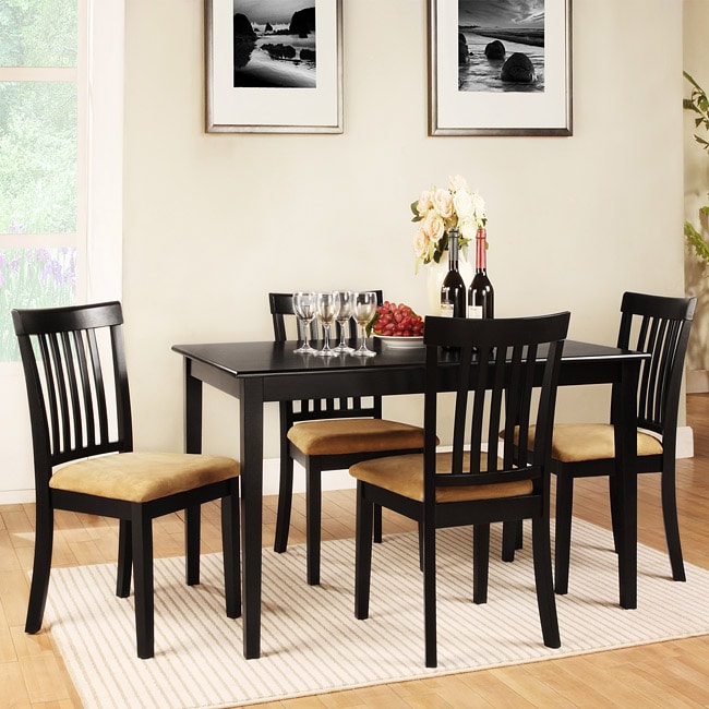 Wilmington Black Mission Back Cushioned 5 piece Dining Set