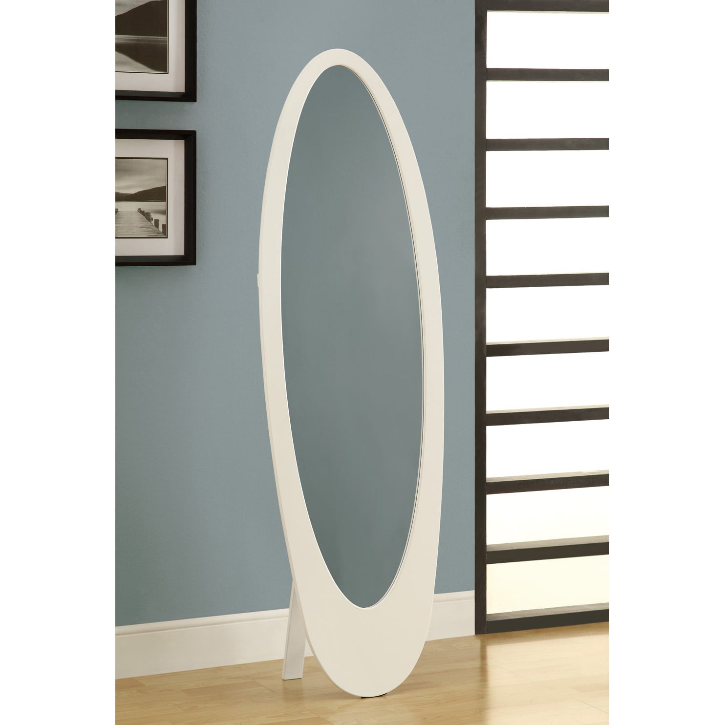 White Contemporary Oval Cheval Mirror Free Shipping Today Overstock