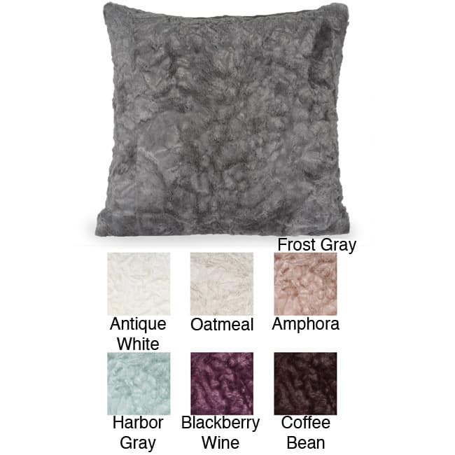 Crinkle 18x18-inch Faux Fur Pillow with Removable Cover
