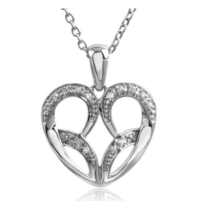 Jessica Simpson Silver 0.07ct TDW Diamond Heart Pendant Today $79.99