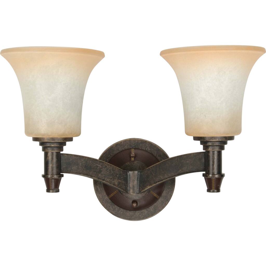 Viceroy 2 Light Wall Vanity Golden Umber with Burnt Sienna Glass