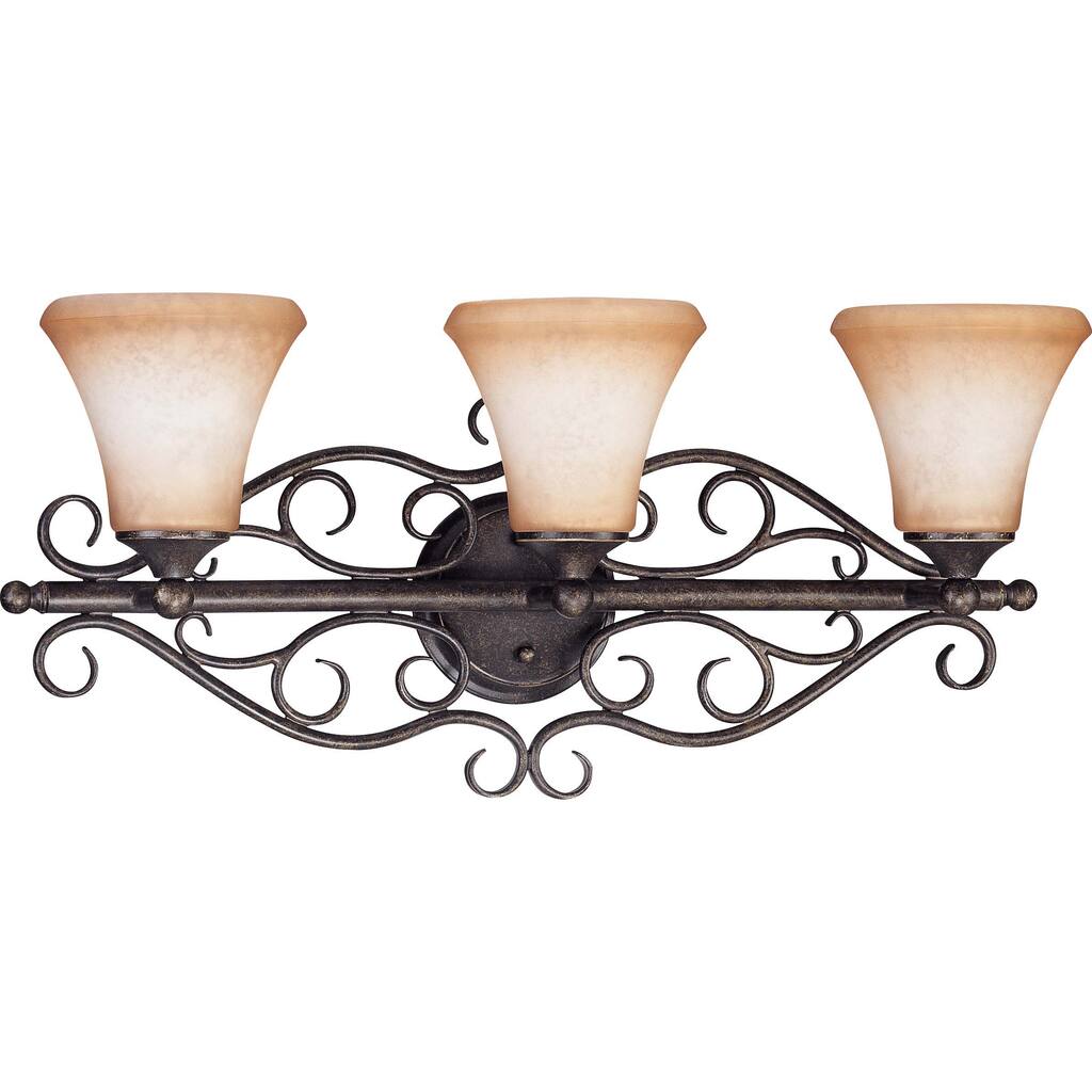 Windermere 3 Light Wall Vanity Golden Umber with Toffee Crunch Glass