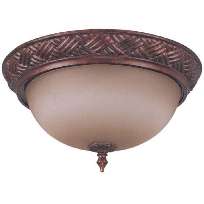Wesley 3-light Dark Plum Bronze With Amber Bisque Glass Flush Dome