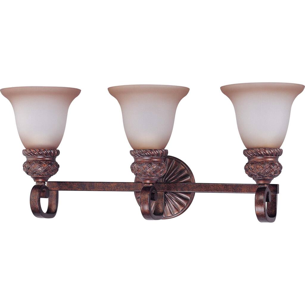 Wesley 3-light Dark Plum Bronze With Amber Bisque Glass Vanity