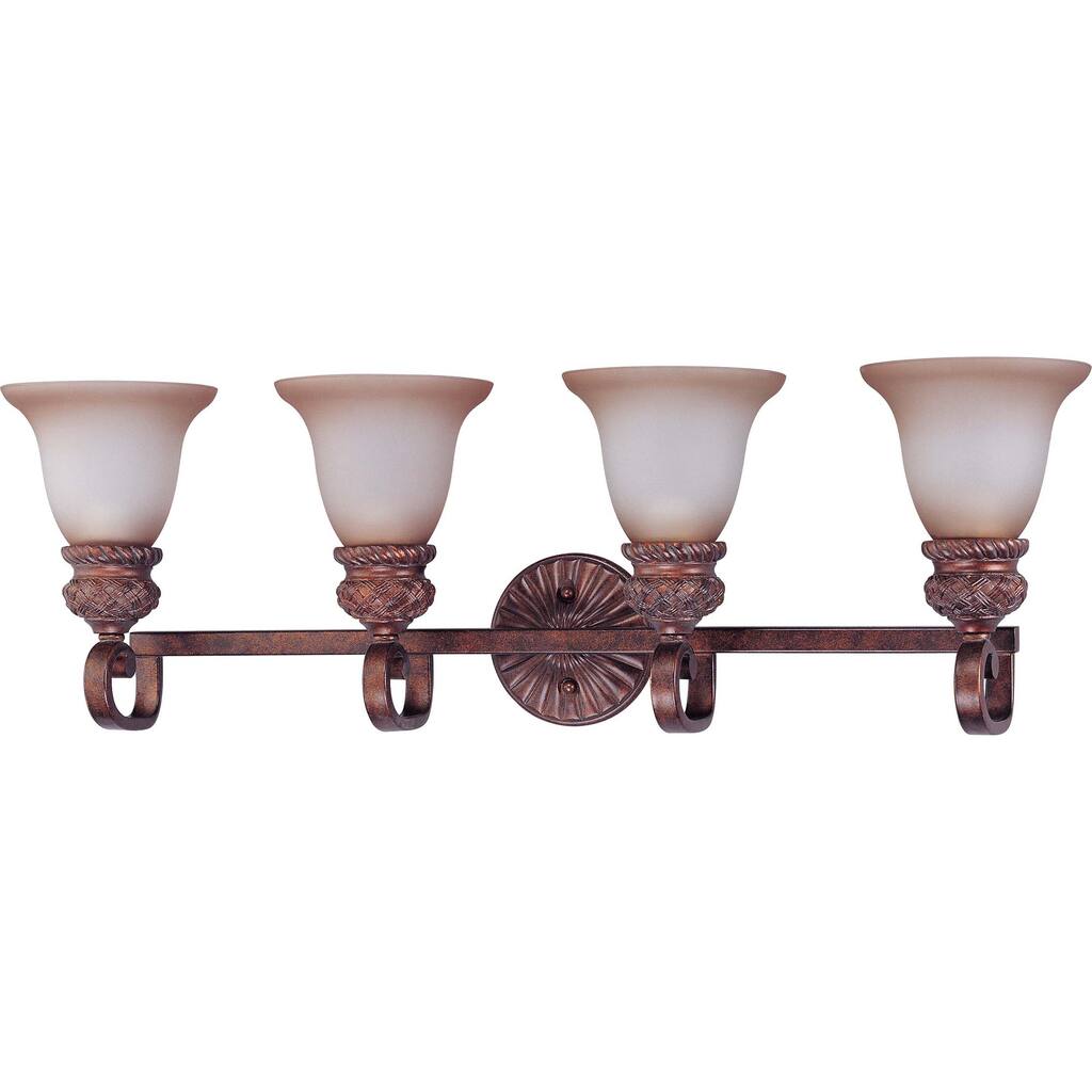 Wesley 4-light Dark Plum Bronze With Amber Bisque Glass Vanity