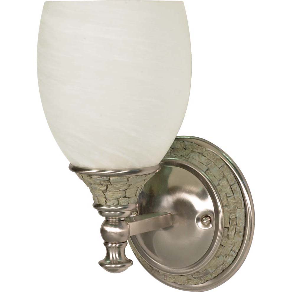 Rockport Milano Alabaster Glass Brushed Nickel 1-Light Vanity Wall Sconce