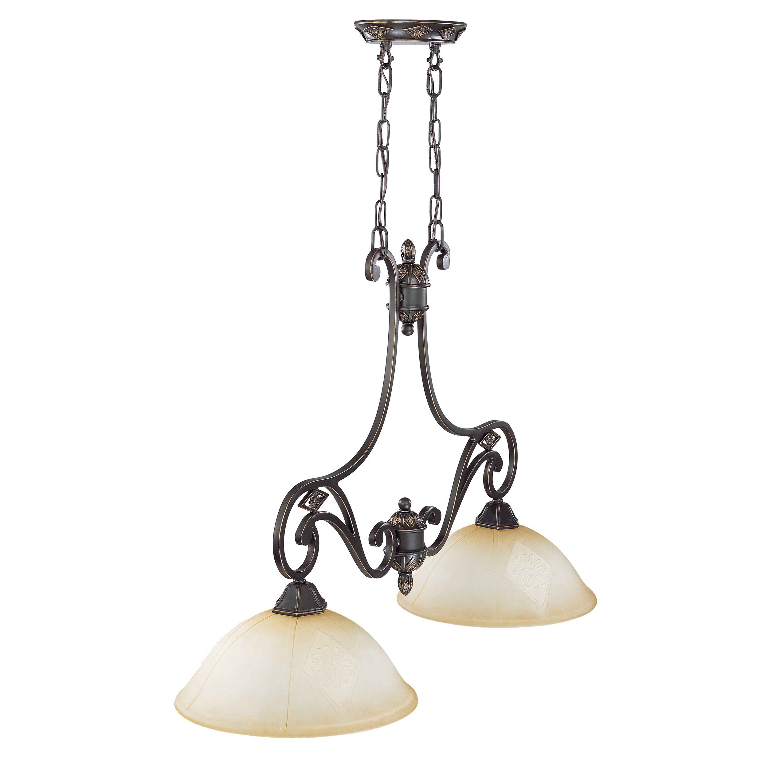 Brussells 2 Light Trestle Belgium Bronze with Fresco Glass
