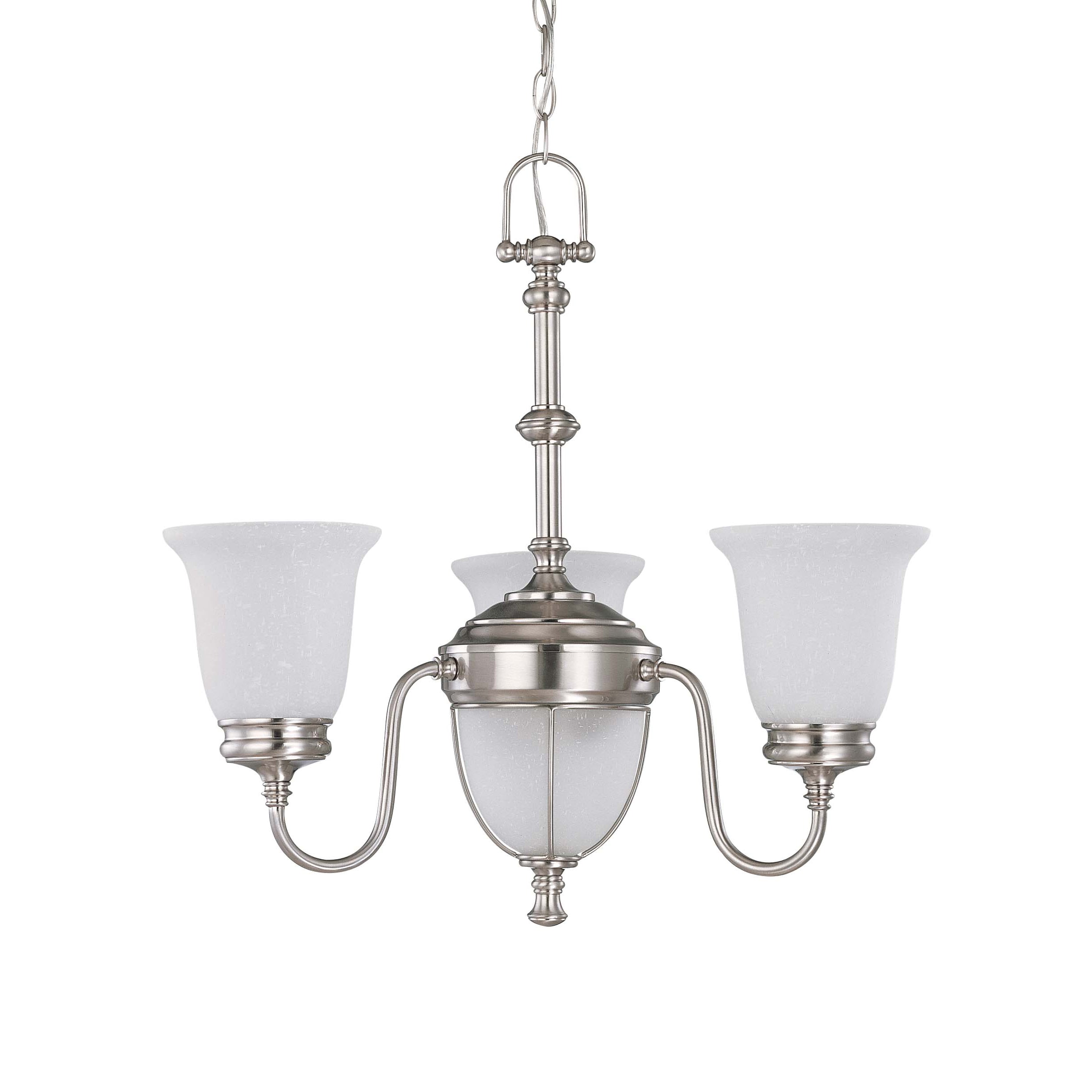 Salem 3 Light Chandelier Brushed Nickel with Frosted Linen Glass