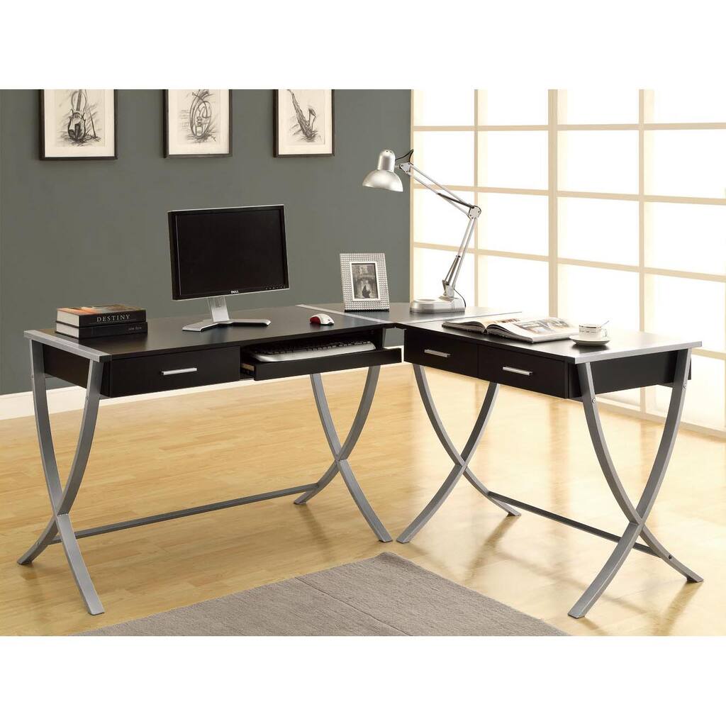 Hollow-core Cappuccino 3-piece Corner Desk
