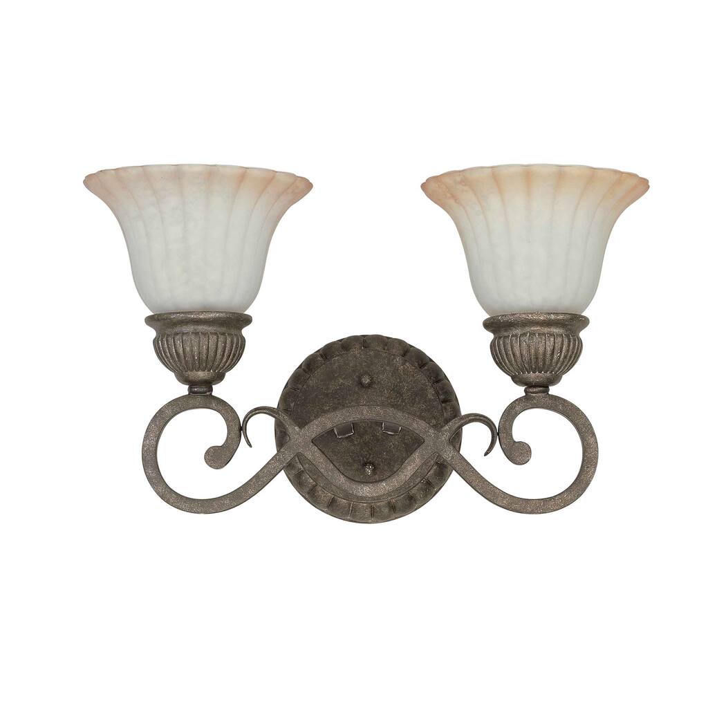 Fortunata 2 Light Lisbon Bronze With Corvo Amber Wash Glass Vanity