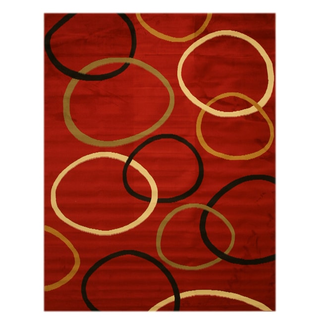 Shop Pat Circles Abstract Red Rug (3'3 x 4'6) Free Shipping On Orders