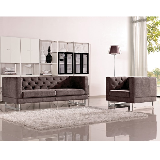 Dg Casa Dark Raisin Grey Allegro Sofa And Chair Set